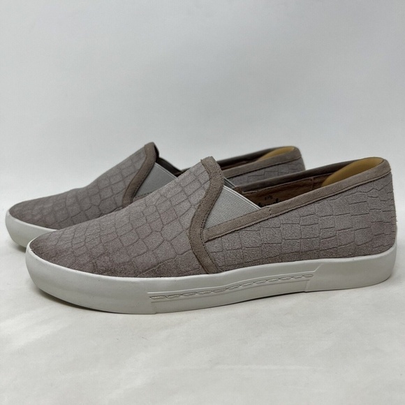 Joie Shoe Slides Huxley Gray Croc Pattern Leather Sneaker Comfort Size 37.5 EUR - Picture 2 of 11